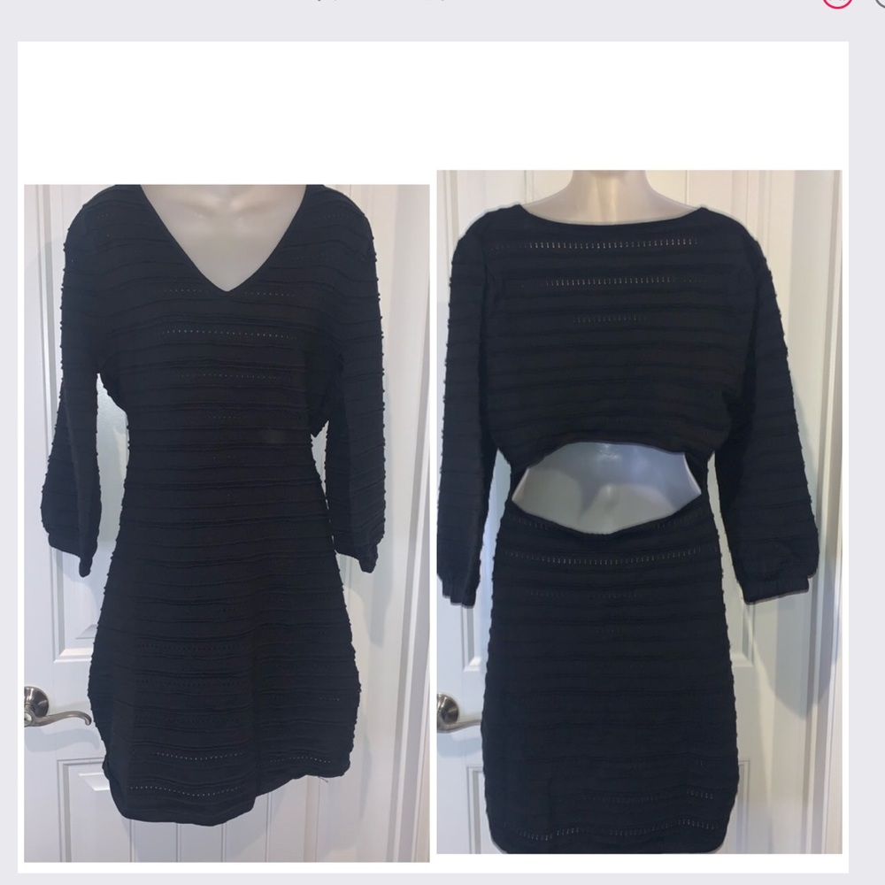 Black V-Neck Dress with Open Back NWOT